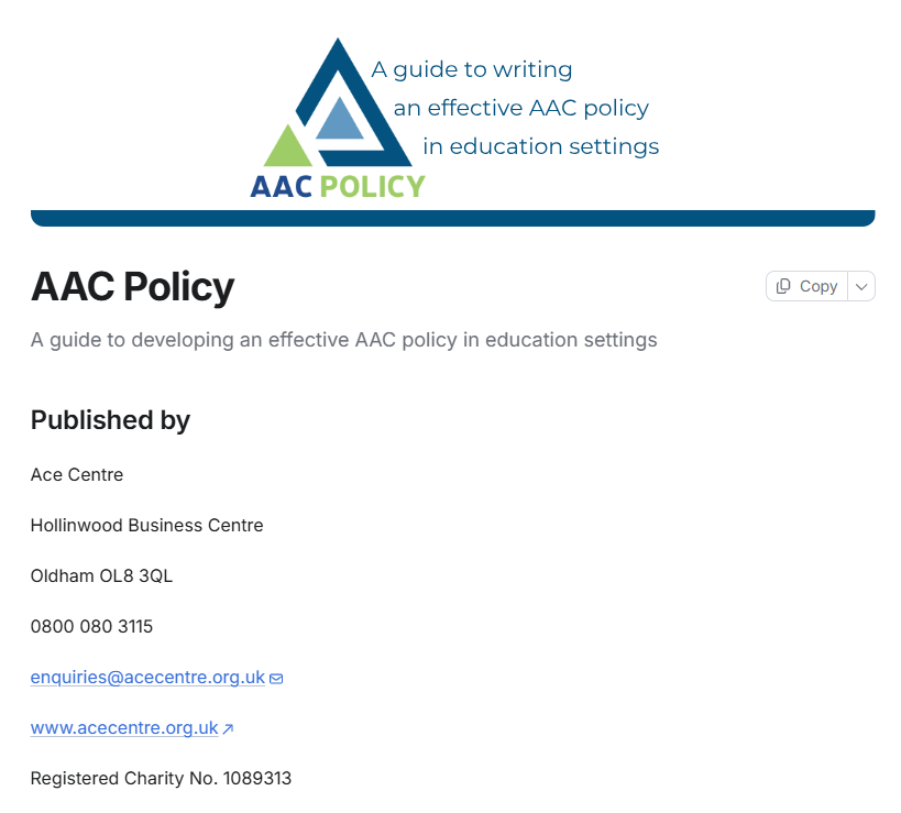 AAC Policy: A guide to developing an effective AAC policy in education settings