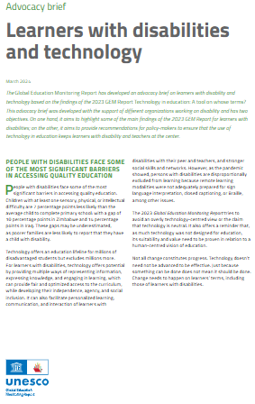 Learners with disabilities and technology: advocacy brief