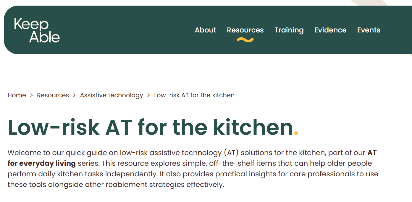 Low-risk AT for the kitchen.
