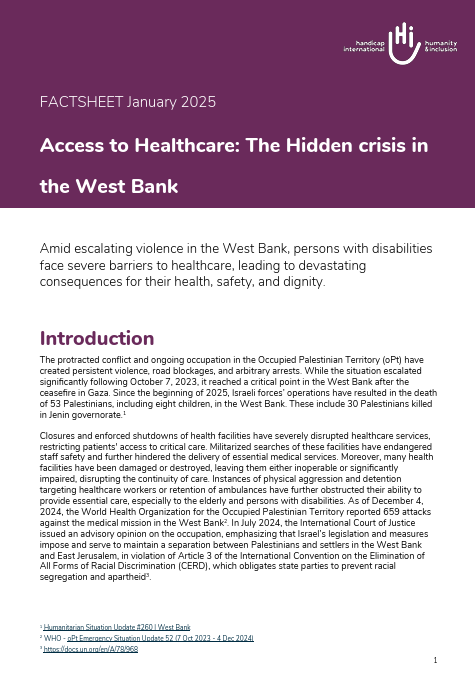 Access to Healthcare: The Hidden crisis in the West Bank