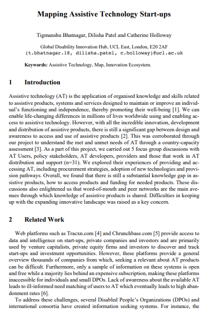 Mapping Assistive Technology Start-Ups (Design for Equality and Justice)