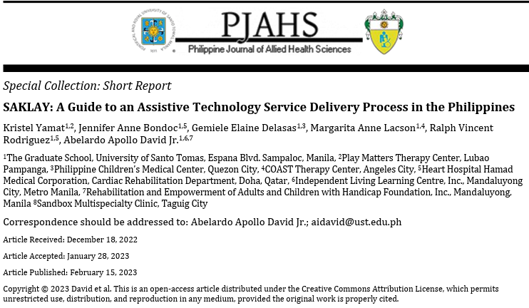SAKLAY: A Guide to an Assistive Technology Service Delivery Process in the Philippines 