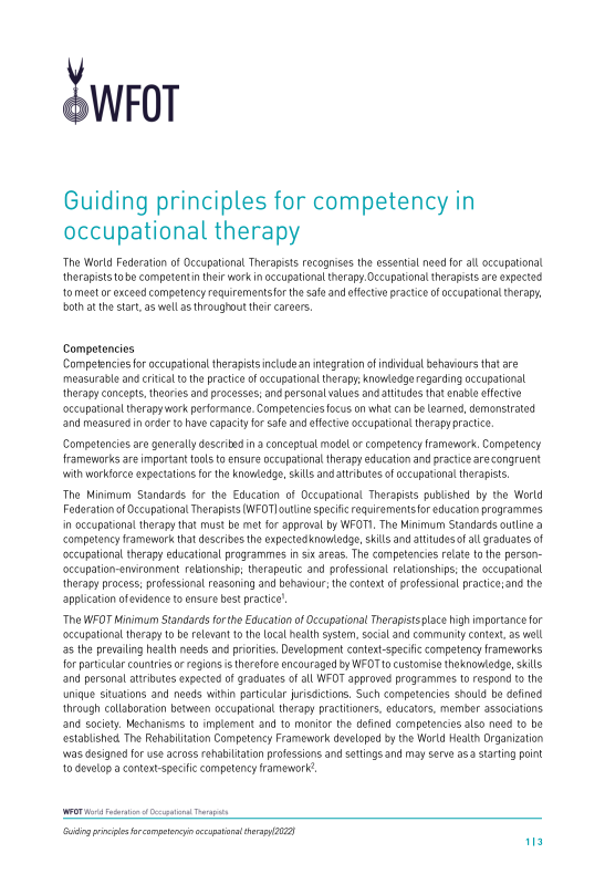 Guiding Principles for Competency in Occupational Therapy