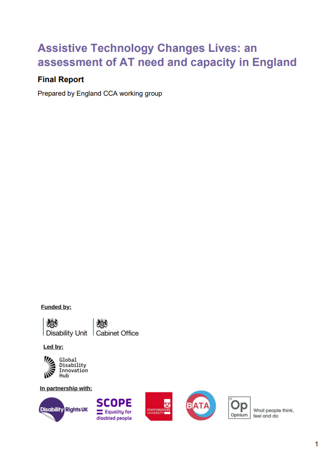 Assistive Technology Changes Lives: an assessment of AT need and capacity in England  Final Report
