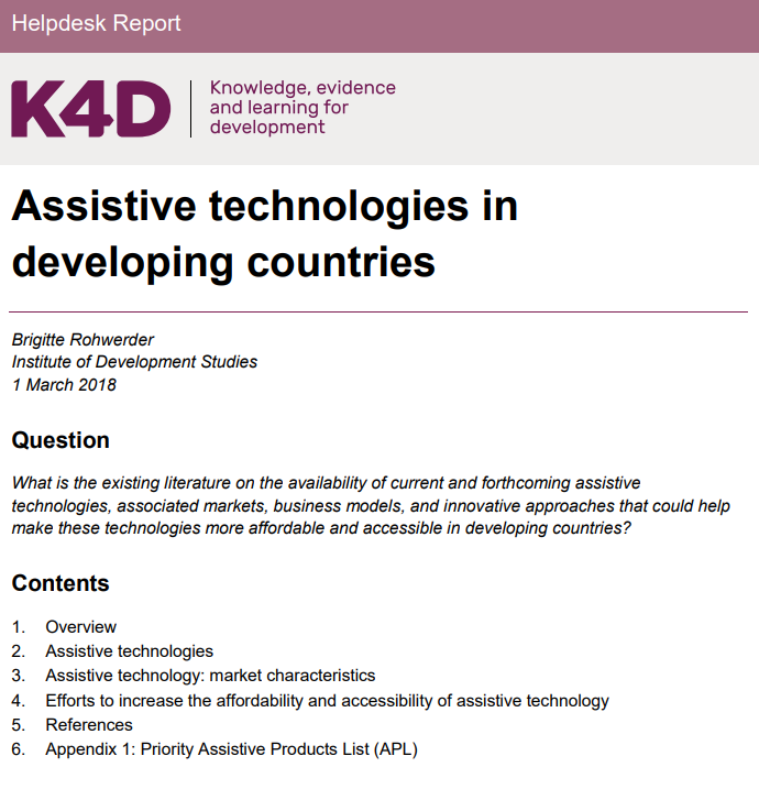 Assistive Technologies in Developing Countries